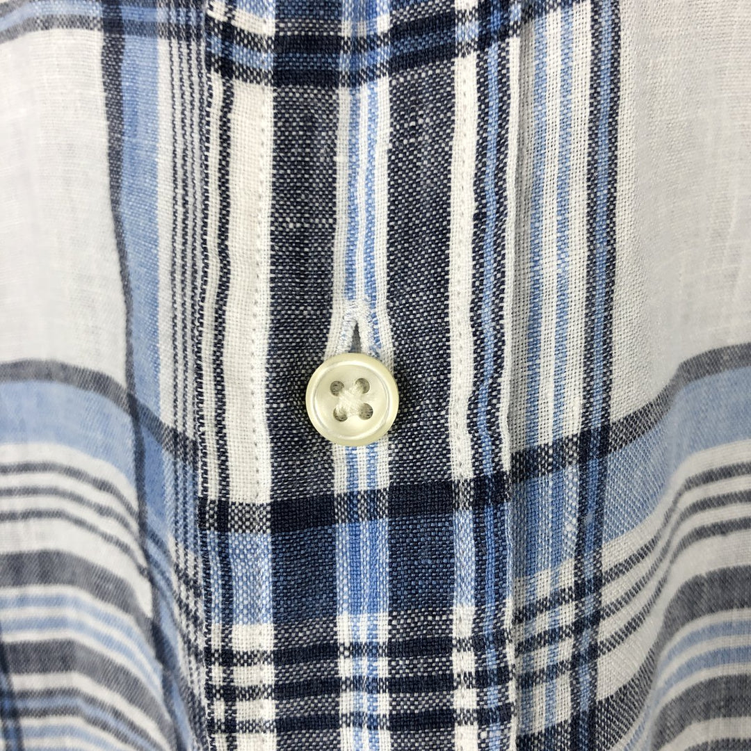 Ralph Lauren Classic Fit Short Sleeve Linen Button Down Shirt Men's Size L linen blue type Vintage Second Hand