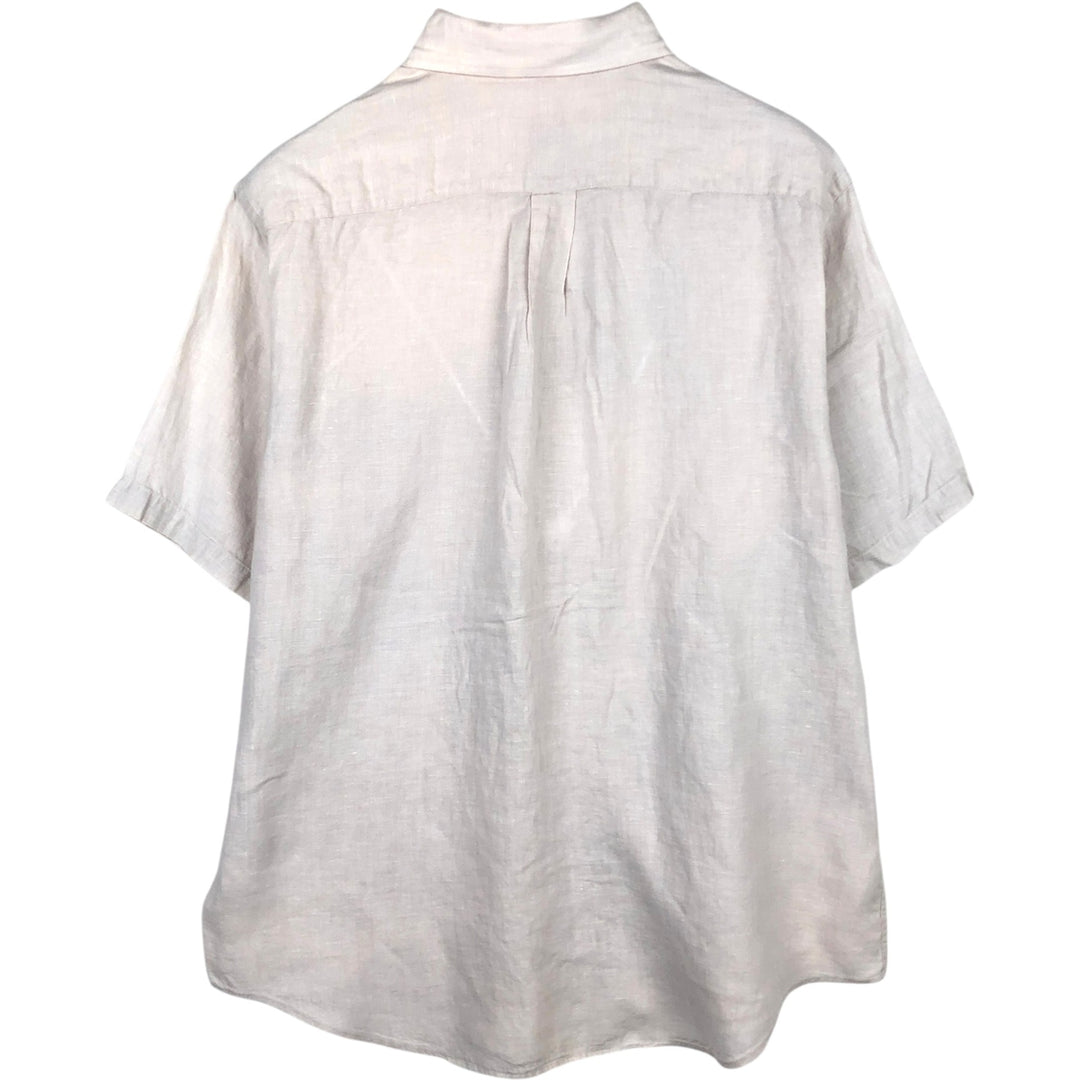 Brooks Brothers Est.1818 short sleeve linen button-down shirt, men's size L linen ivory Vintage Second Hand