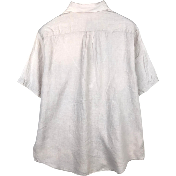 Brooks Brothers Est.1818 short sleeve linen button-down shirt, men's size L linen ivory Vintage Second Hand