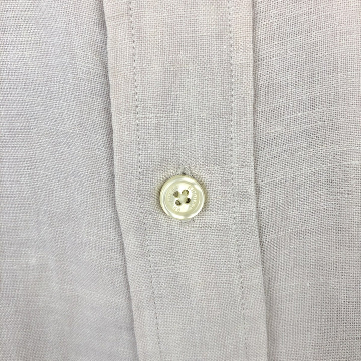Brooks Brothers Est.1818 short sleeve linen button-down shirt, men's size L linen ivory Vintage Second Hand