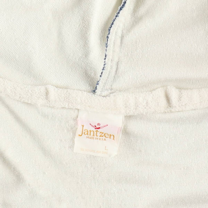 1970'S Jantzen terry cloth full-zip sweatshirt hoodie, made in USA, women's size L equivalent, vintage. unclear white type Vintage Second Hand