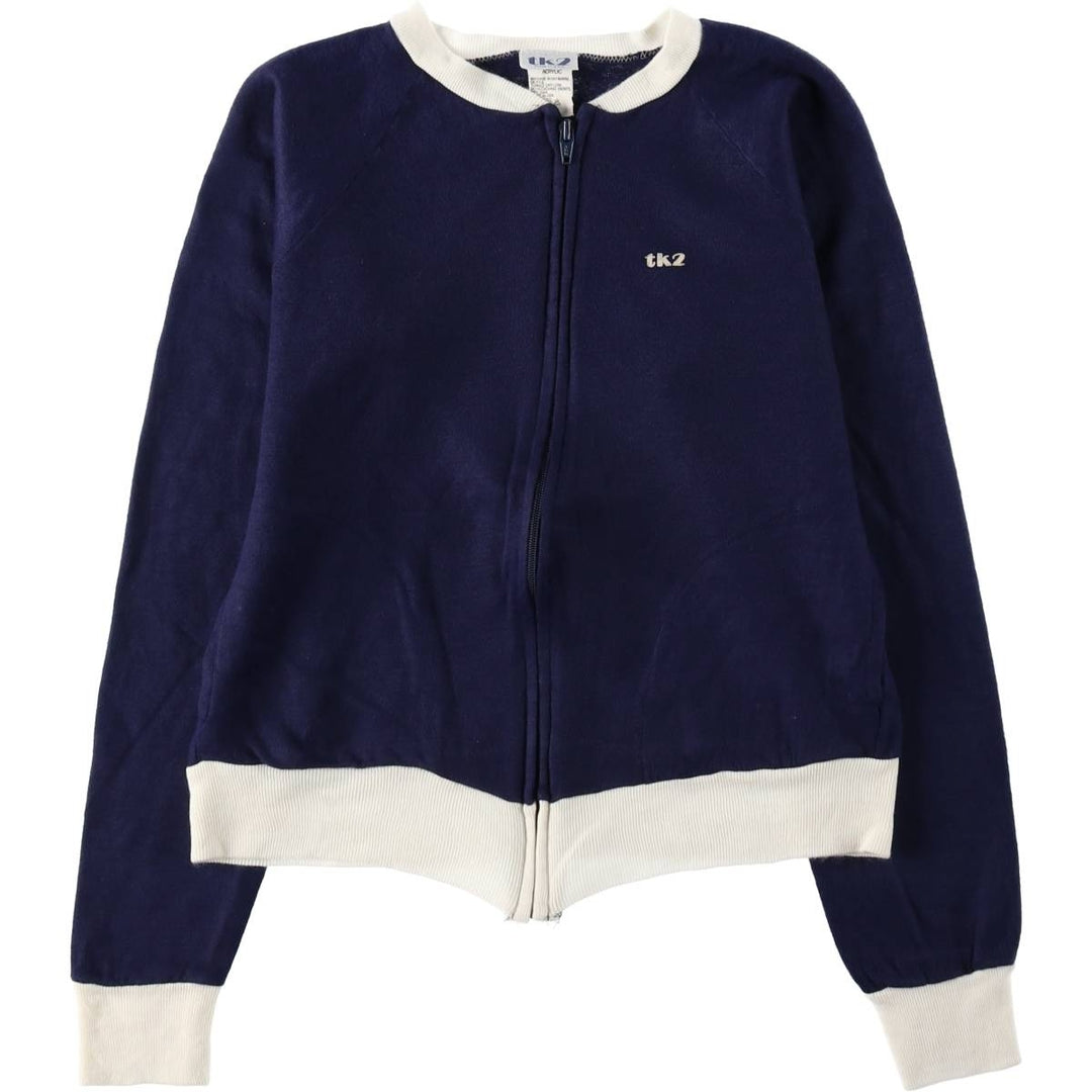 tk2 Full-Zip Sweatshirt, Made in USA, Women's Size S (approx.) acrylic navy blue type Vintage Second Hand