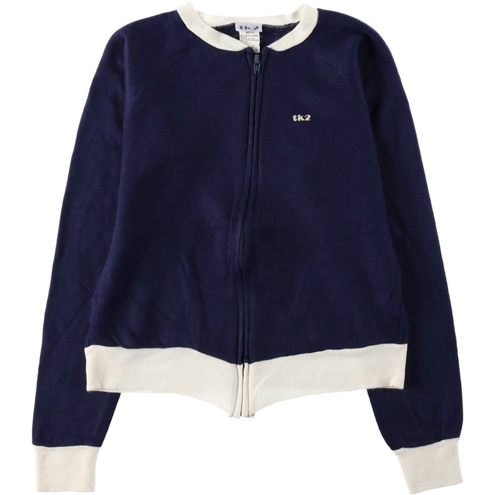 tk2 Full-Zip Sweatshirt, Made in USA, Women's Size S (approx.) acrylic navy blue type Vintage Second Hand