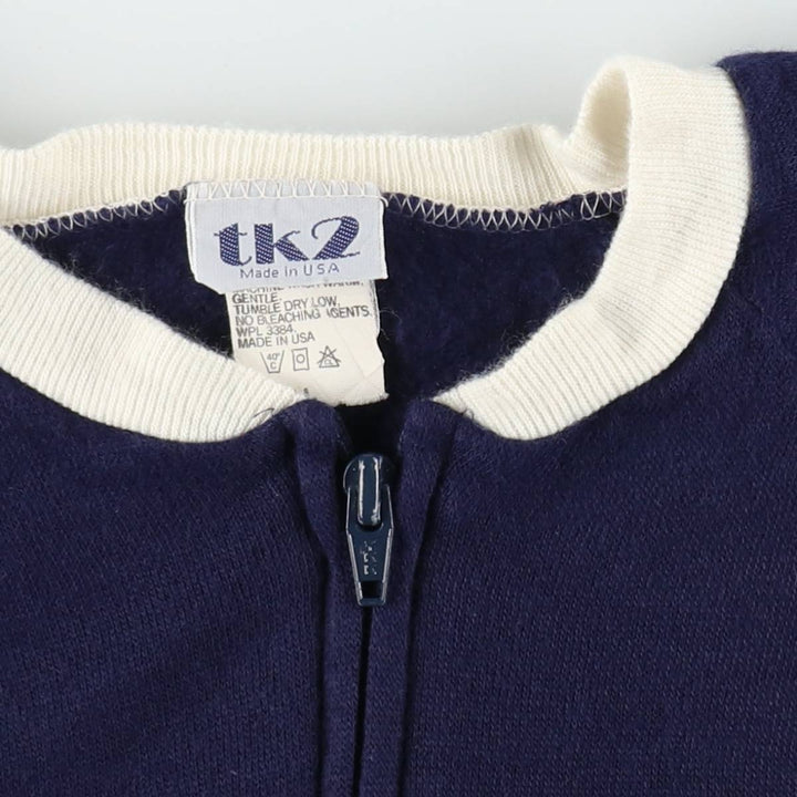tk2 Full-Zip Sweatshirt, Made in USA, Women's Size S (approx.) acrylic navy blue type Vintage Second Hand