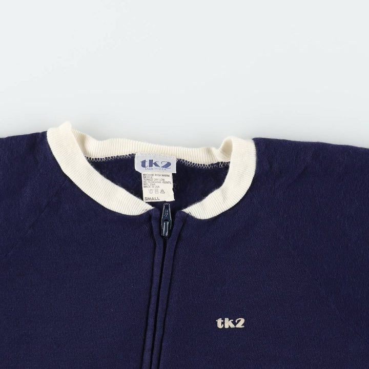tk2 Full-Zip Sweatshirt, Made in USA, Women's Size S (approx.) acrylic navy blue type Vintage Second Hand