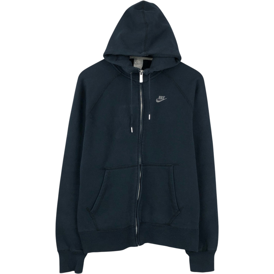 Nike Sweat Full Zip Hoodie, Men's M Size cotton navy blue type Vintage Second Hand