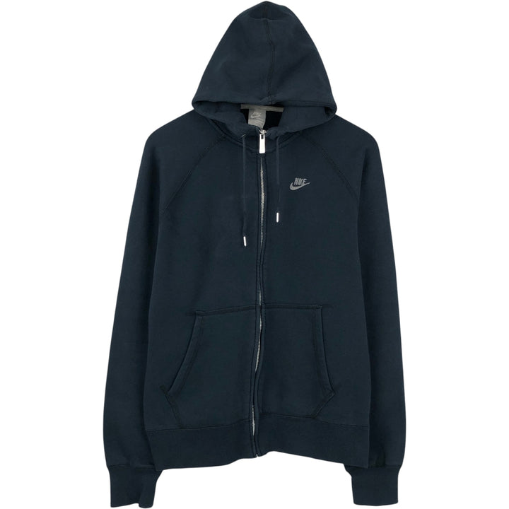 Nike Sweat Full Zip Hoodie, Men's M Size cotton navy blue type Vintage Second Hand