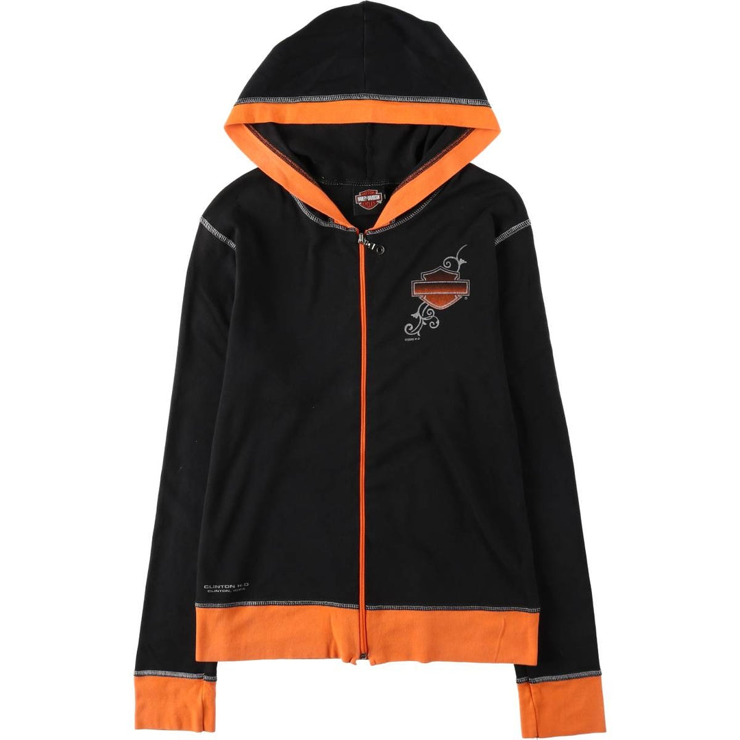 2000'S Harley-Davidson Sweat Full-Zip Hoodie, Women's Size S (approx.) cotton black type Vintage Second Hand