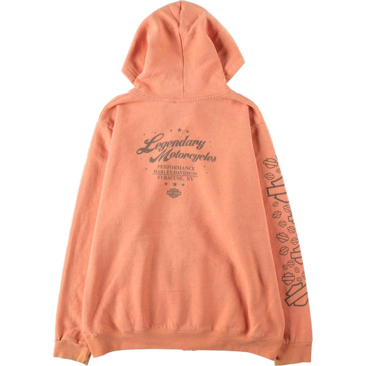 Harley-Davidson Rhinestone Full-Zip Hoodie, Women's, Size L cotton orange type Vintage Second Hand