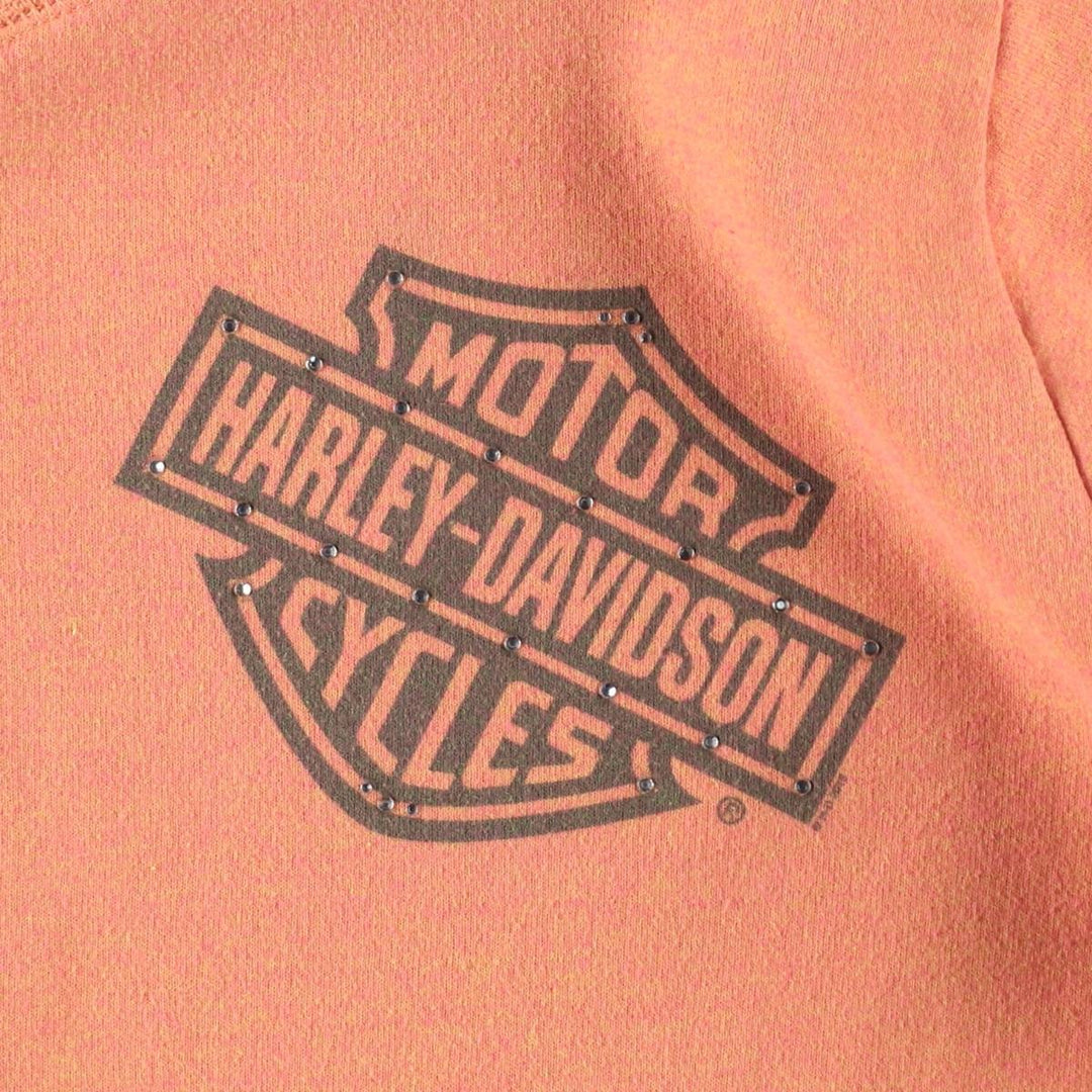 Harley-Davidson Rhinestone Full-Zip Hoodie, Women's, Size L cotton orange type Vintage Second Hand
