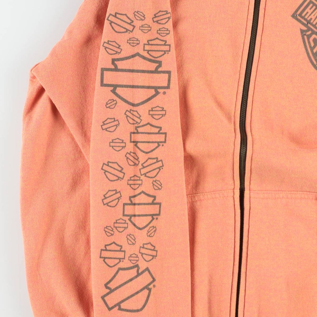 Harley-Davidson Rhinestone Full-Zip Hoodie, Women's, Size L cotton orange type Vintage Second Hand
