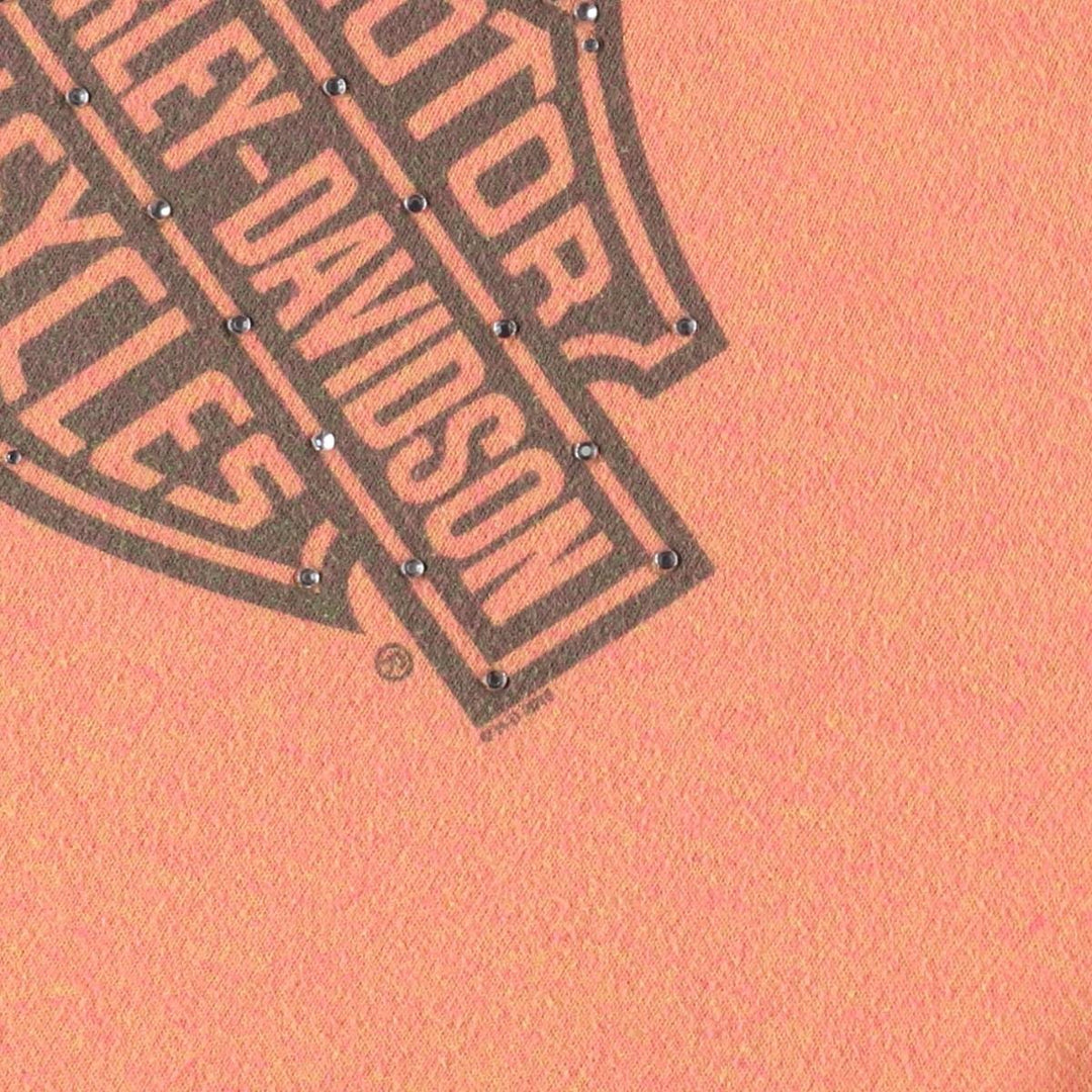 Harley-Davidson Rhinestone Full-Zip Hoodie, Women's, Size L cotton orange type Vintage Second Hand