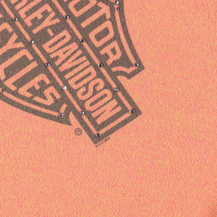 Harley-Davidson Rhinestone Full-Zip Hoodie, Women's, Size L cotton orange type Vintage Second Hand