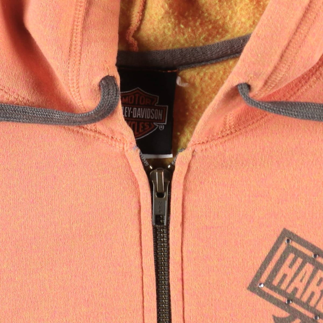 Harley-Davidson Rhinestone Full-Zip Hoodie, Women's, Size L cotton orange type Vintage Second Hand