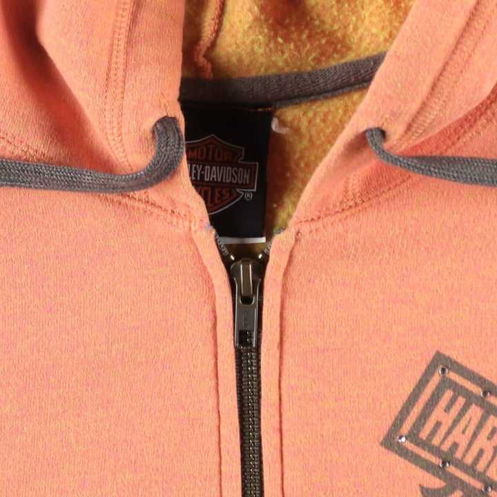 Harley-Davidson Rhinestone Full-Zip Hoodie, Women's, Size L cotton orange type Vintage Second Hand