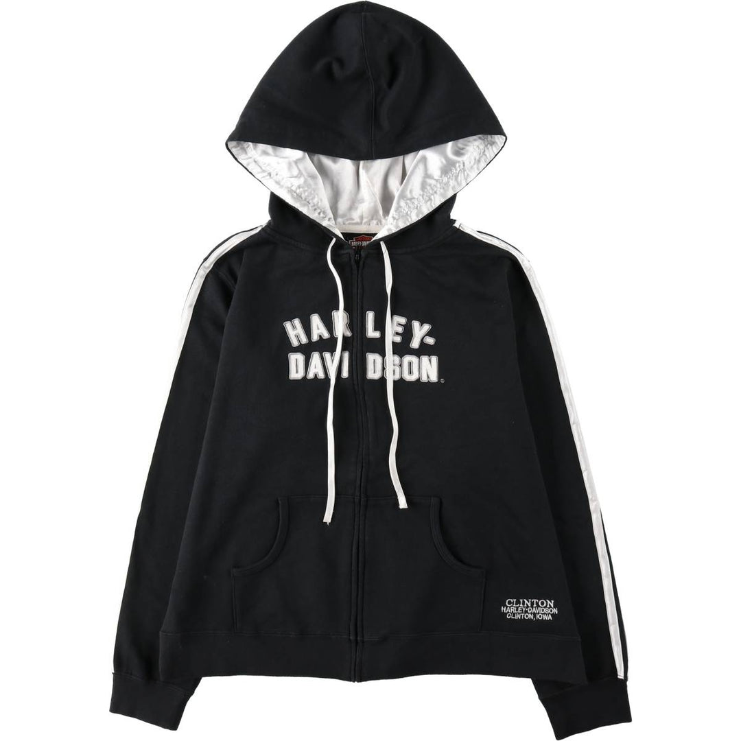 2000'S Harley-Davidson Sweatshirt Full-Zip Hoodie, Women's Size L (approx.) cotton black type Vintage Second Hand