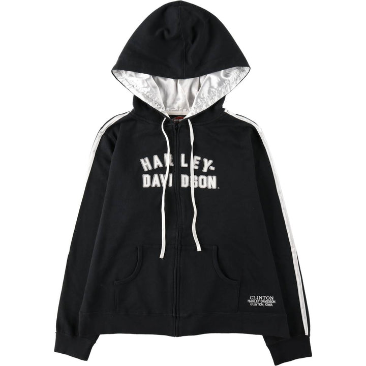 2000'S Harley-Davidson Sweatshirt Full-Zip Hoodie, Women's Size L (approx.) cotton black type Vintage Second Hand