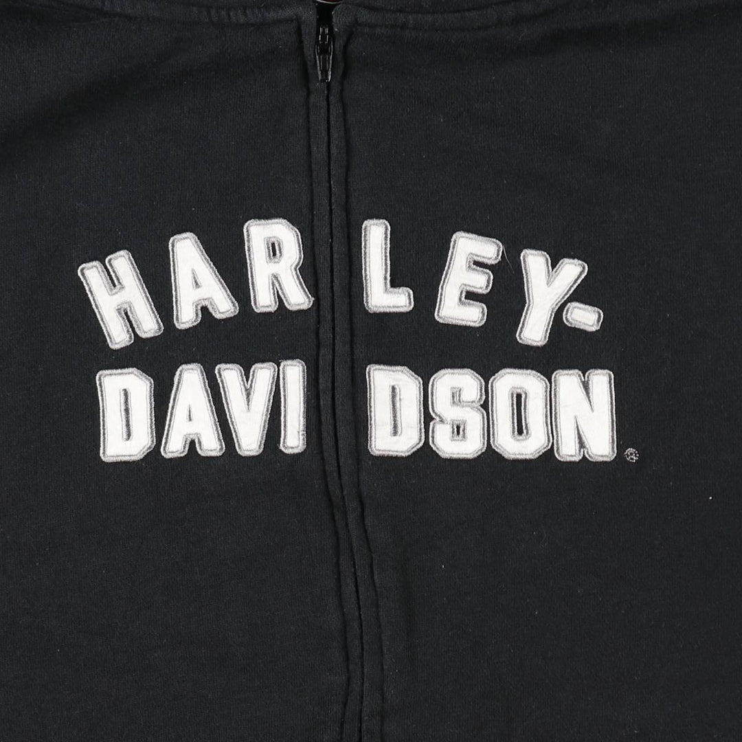 2000'S Harley-Davidson Sweatshirt Full-Zip Hoodie, Women's Size L (approx.) cotton black type Vintage Second Hand