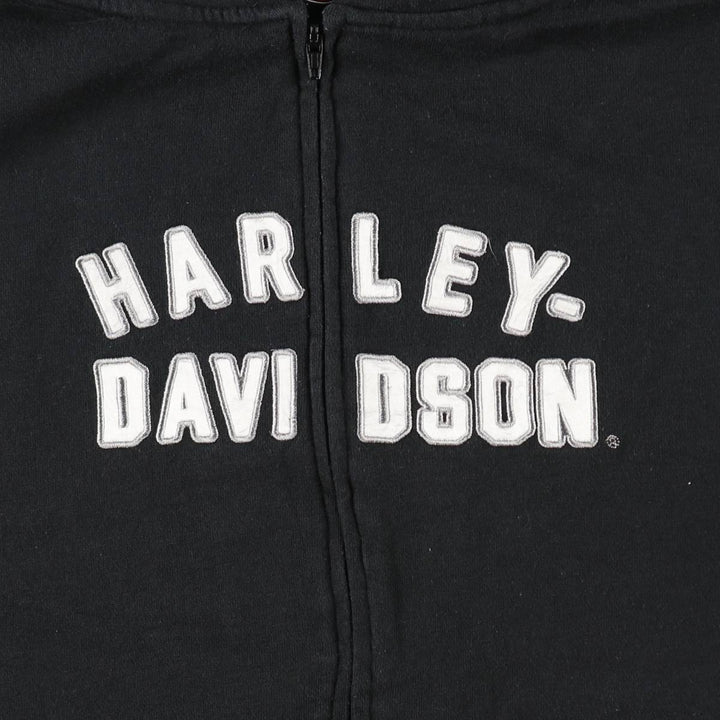 2000'S Harley-Davidson Sweatshirt Full-Zip Hoodie, Women's Size L (approx.) cotton black type Vintage Second Hand
