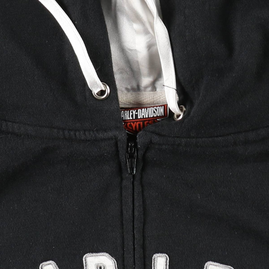 2000'S Harley-Davidson Sweatshirt Full-Zip Hoodie, Women's Size L (approx.) cotton black type Vintage Second Hand