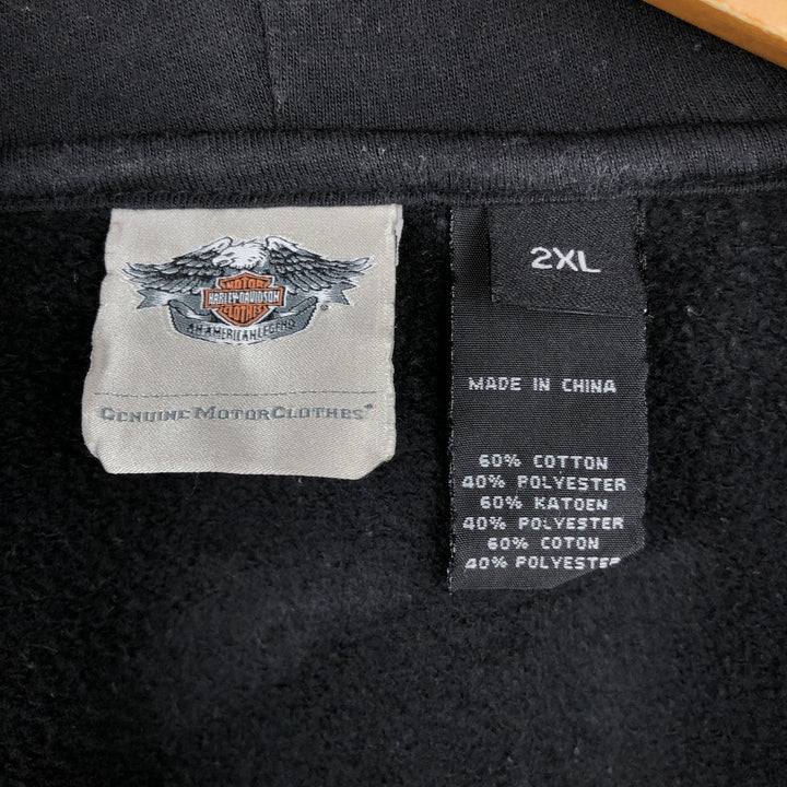 Harley-Davidson Rhinestone-Embellished Full-Zip Sweatshirt Hoodie, Women's Size XXL (approx.) cotton black type Vintage Second Hand