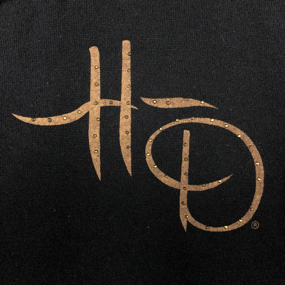 Harley-Davidson Rhinestone-Embellished Full-Zip Sweatshirt Hoodie, Women's Size XXL (approx.) cotton black type Vintage Second Hand