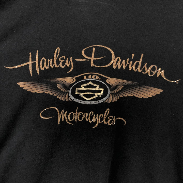 Harley-Davidson Rhinestone-Embellished Full-Zip Sweatshirt Hoodie, Women's Size XXL (approx.) cotton black type Vintage Second Hand