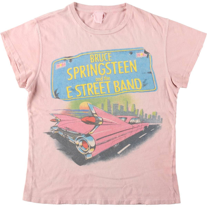 80'S MadeWorn Bruce Springsteen Band T-Shirt, USA Made, Women's XS Equivalent, Vintage cotton pink type Vintage Second Hand