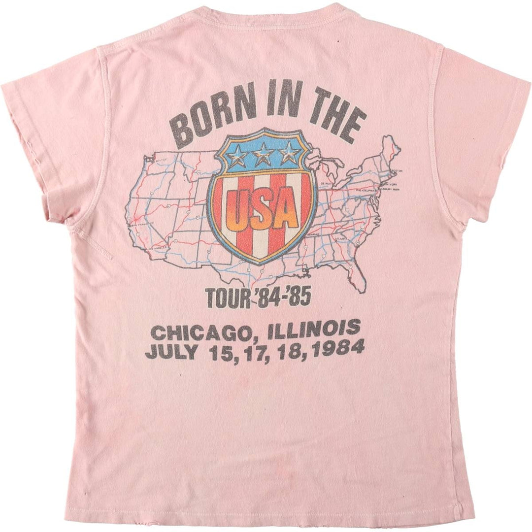 80'S MadeWorn Bruce Springsteen Band T-Shirt, USA Made, Women's XS Equivalent, Vintage cotton pink type Vintage Second Hand