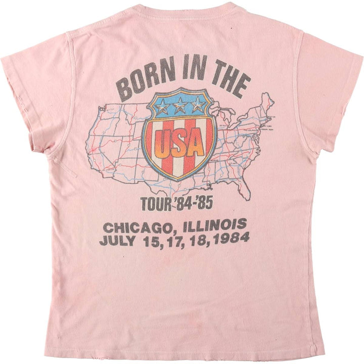 80'S MadeWorn Bruce Springsteen Band T-Shirt, USA Made, Women's XS Equivalent, Vintage cotton pink type Vintage Second Hand