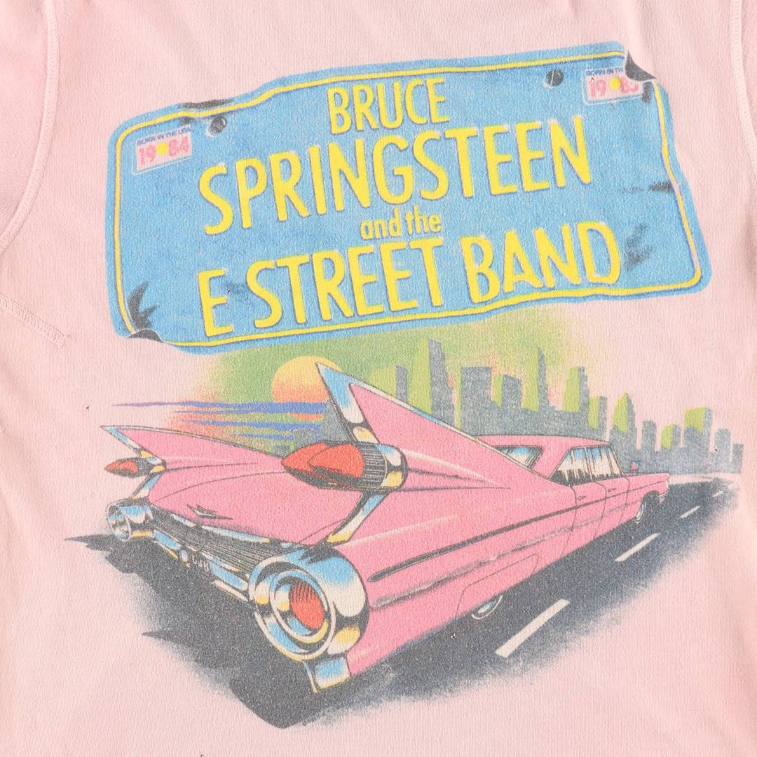 80'S MadeWorn Bruce Springsteen Band T-Shirt, USA Made, Women's XS Equivalent, Vintage cotton pink type Vintage Second Hand