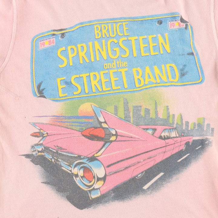 80'S MadeWorn Bruce Springsteen Band T-Shirt, USA Made, Women's XS Equivalent, Vintage cotton pink type Vintage Second Hand