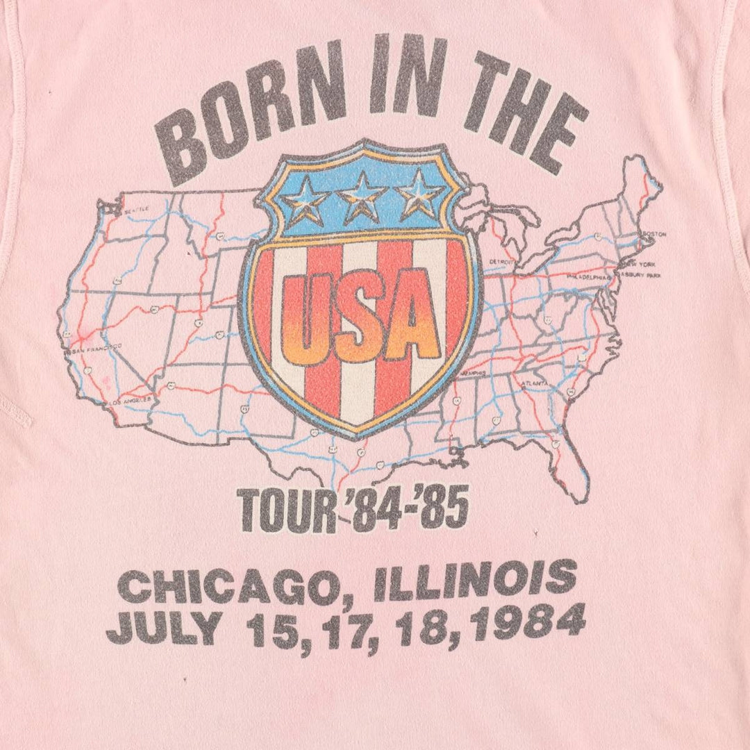 80'S MadeWorn Bruce Springsteen Band T-Shirt, USA Made, Women's XS Equivalent, Vintage cotton pink type Vintage Second Hand