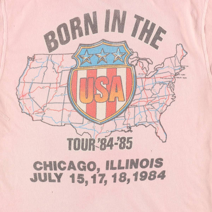 80'S MadeWorn Bruce Springsteen Band T-Shirt, USA Made, Women's XS Equivalent, Vintage cotton pink type Vintage Second Hand