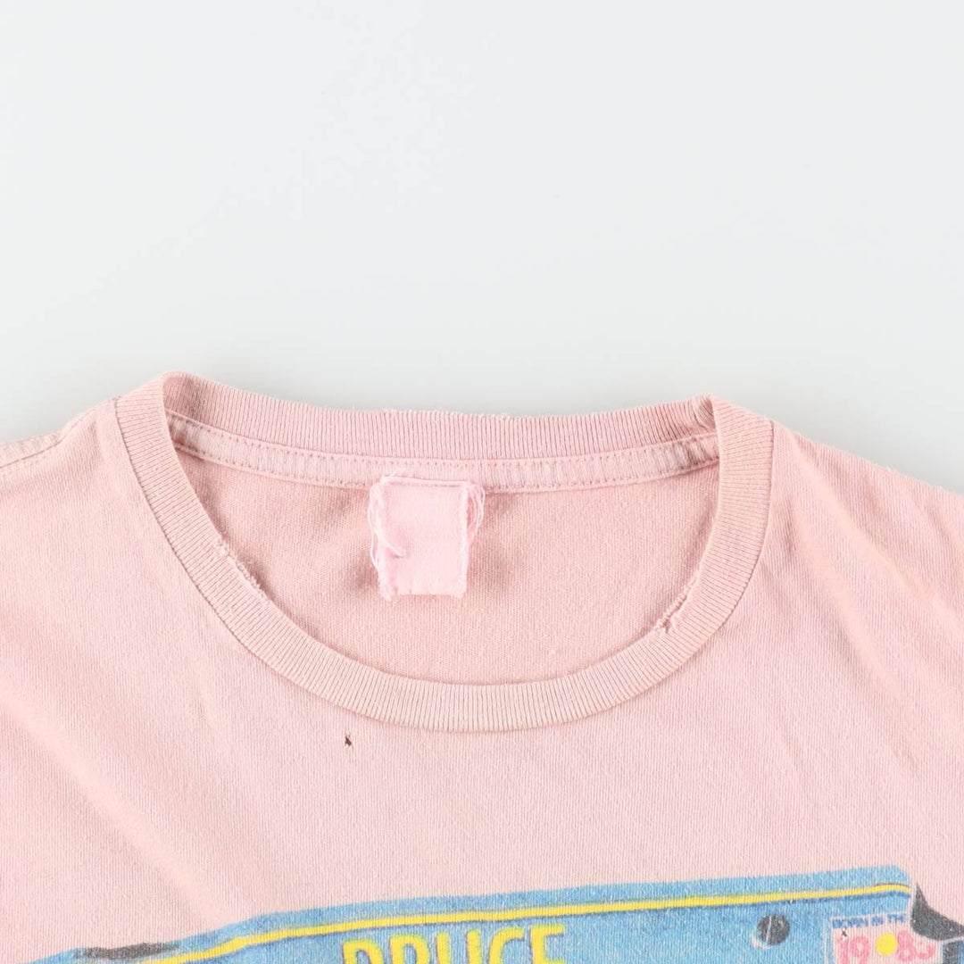 80'S MadeWorn Bruce Springsteen Band T-Shirt, USA Made, Women's XS Equivalent, Vintage cotton pink type Vintage Second Hand