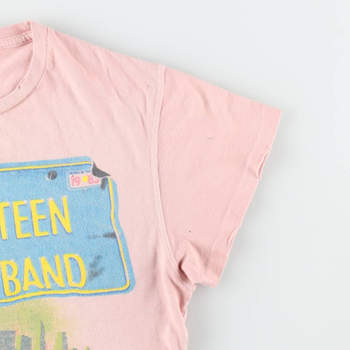80'S MadeWorn Bruce Springsteen Band T-Shirt, USA Made, Women's XS Equivalent, Vintage cotton pink type Vintage Second Hand