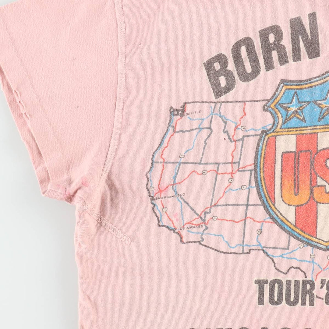 80'S MadeWorn Bruce Springsteen Band T-Shirt, USA Made, Women's XS Equivalent, Vintage cotton pink type Vintage Second Hand