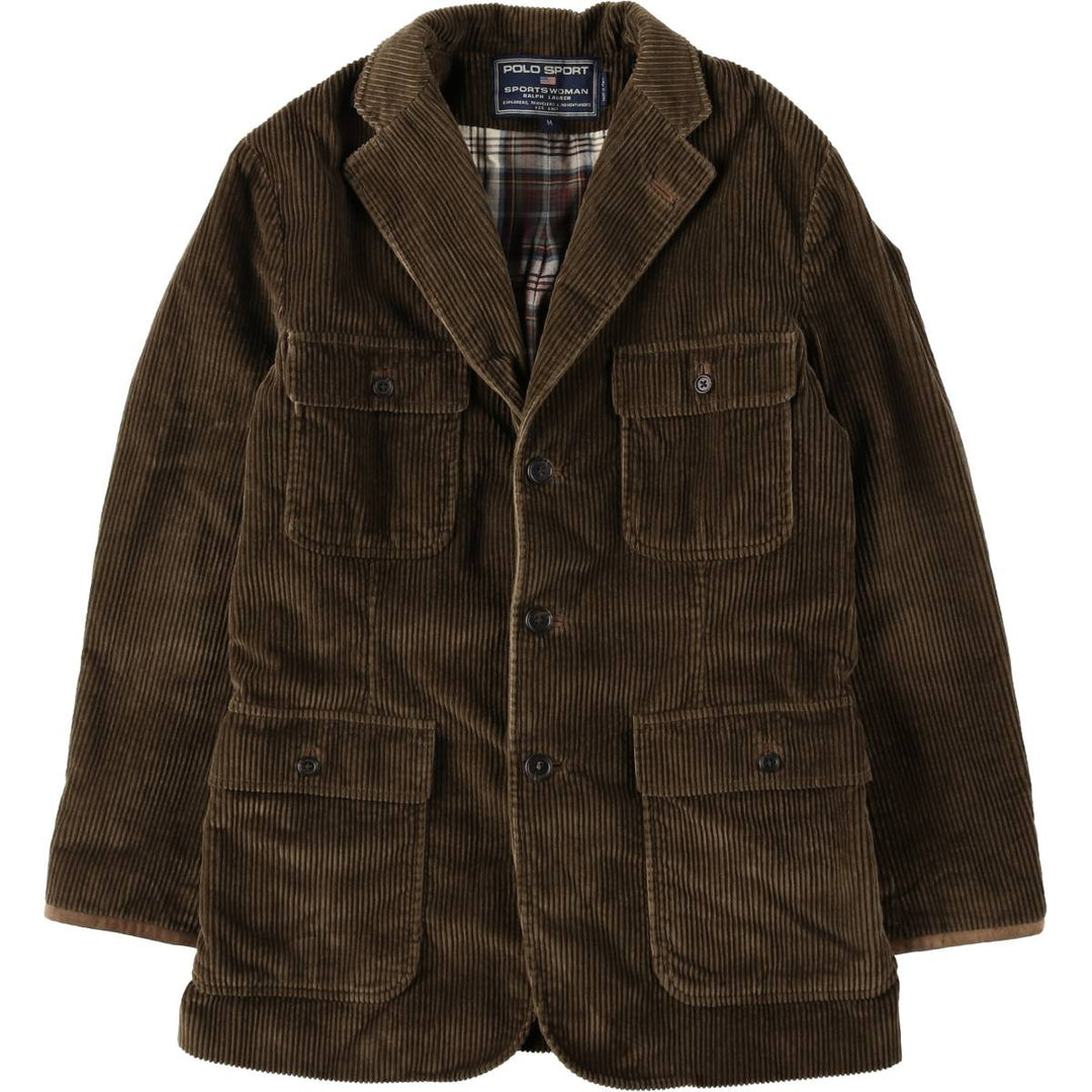 Ralph Lauren POLO SPORTSWOMAN Corduroy Tailored Jacket, Made in Italy, Women's Size M (approx.) cotton brown type Vintage Second Hand