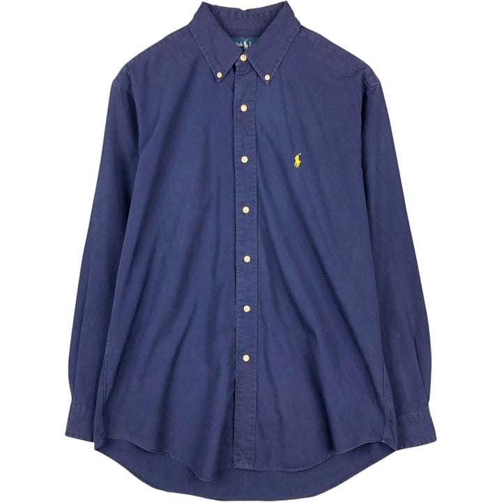 Ralph Lauren Classic Fit long sleeve button down shirt, men's size M cotton navy blue type Vintage Second Hand