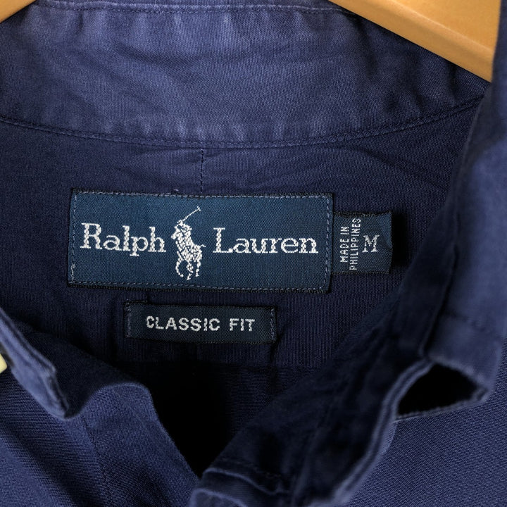 Ralph Lauren Classic Fit long sleeve button down shirt, men's size M cotton navy blue type Vintage Second Hand
