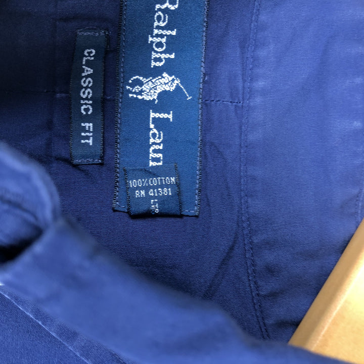Ralph Lauren Classic Fit long sleeve button down shirt, men's size M cotton navy blue type Vintage Second Hand