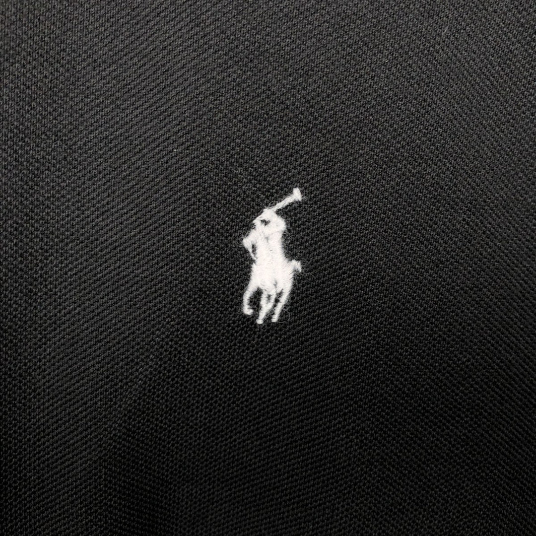 Ralph Lauren pique knit long-sleeved button-down shirt, men's size XL (approx.) Pima Cotton black type Vintage Second Hand