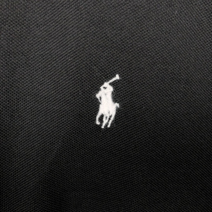 Ralph Lauren pique knit long-sleeved button-down shirt, men's size XL (approx.) Pima Cotton black type Vintage Second Hand