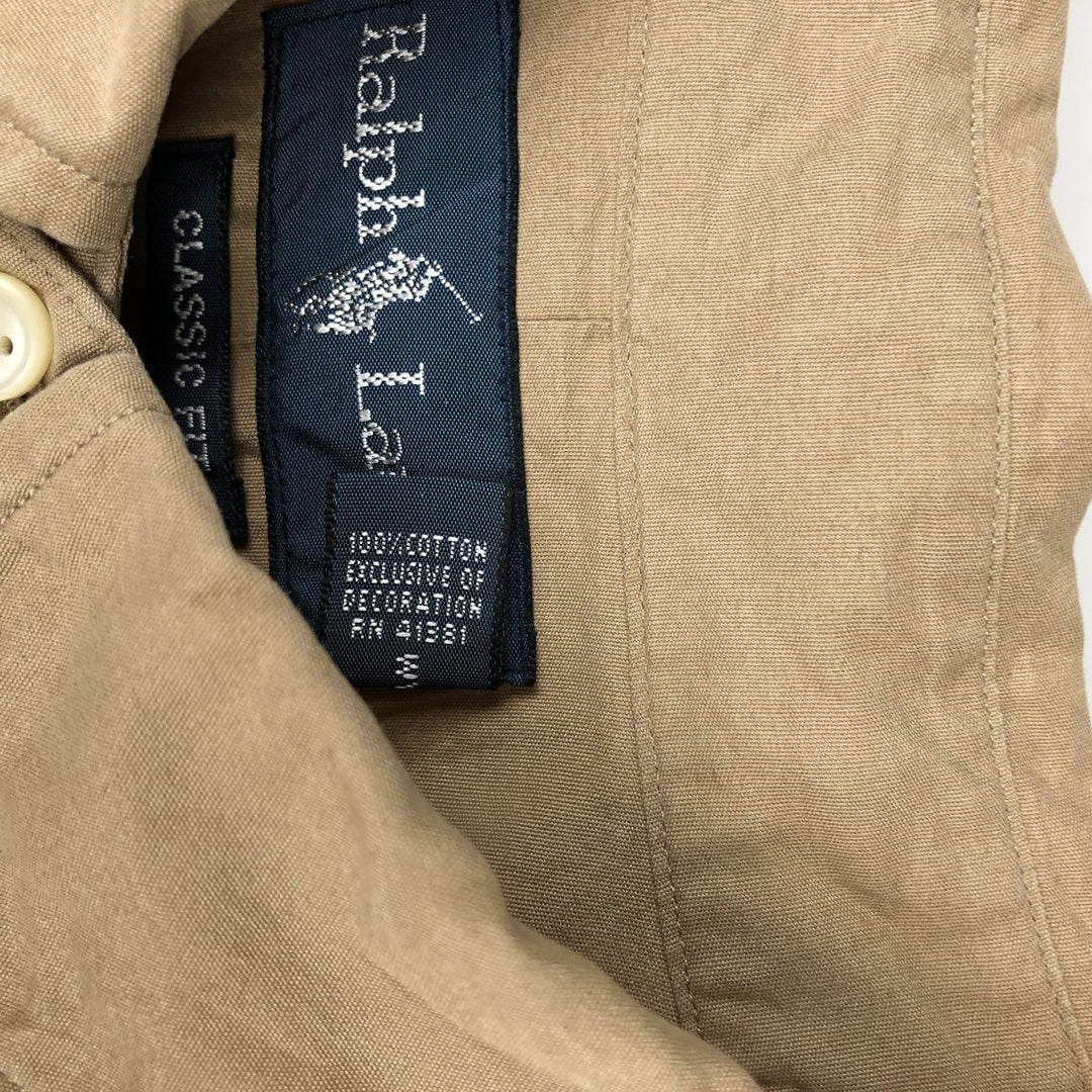 Ralph Lauren Classic Fit Long Sleeve Button Down Shirt Men's XL cotton Beige type Vintage Second Hand