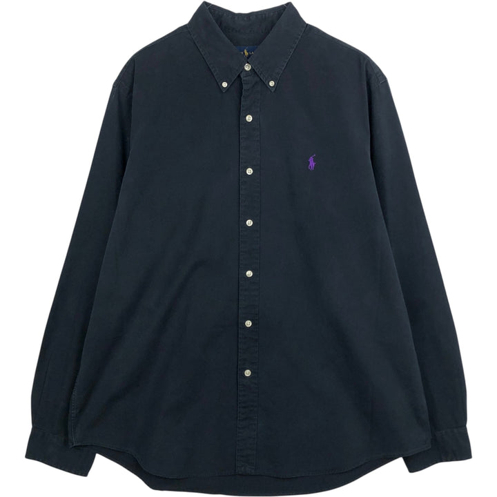 Ralph Lauren long sleeve button down shirt, men's XL size cotton black type Vintage Second Hand