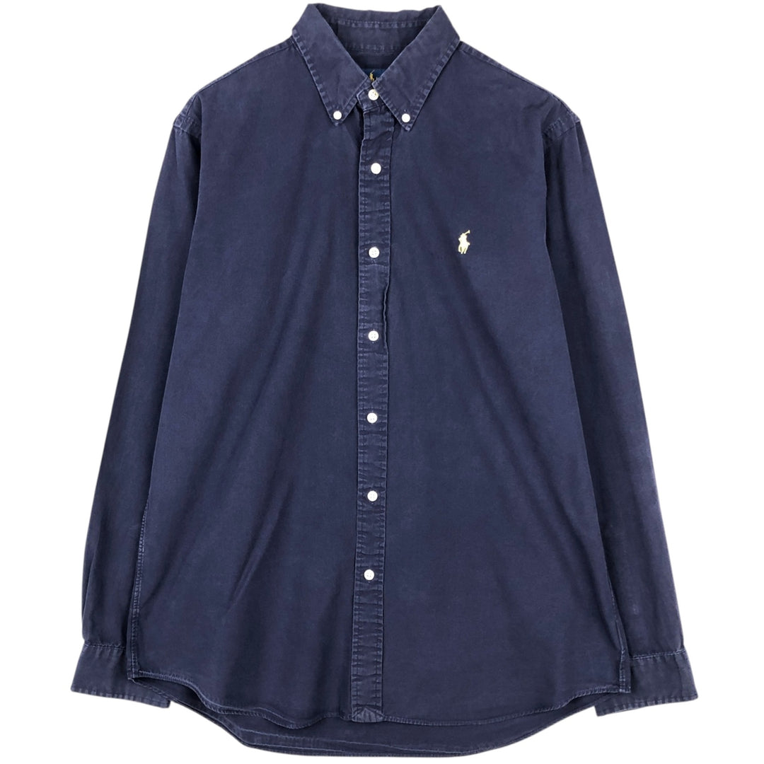 Ralph Lauren long sleeve button down shirt, men's size L cotton navy blue type Vintage Second Hand
