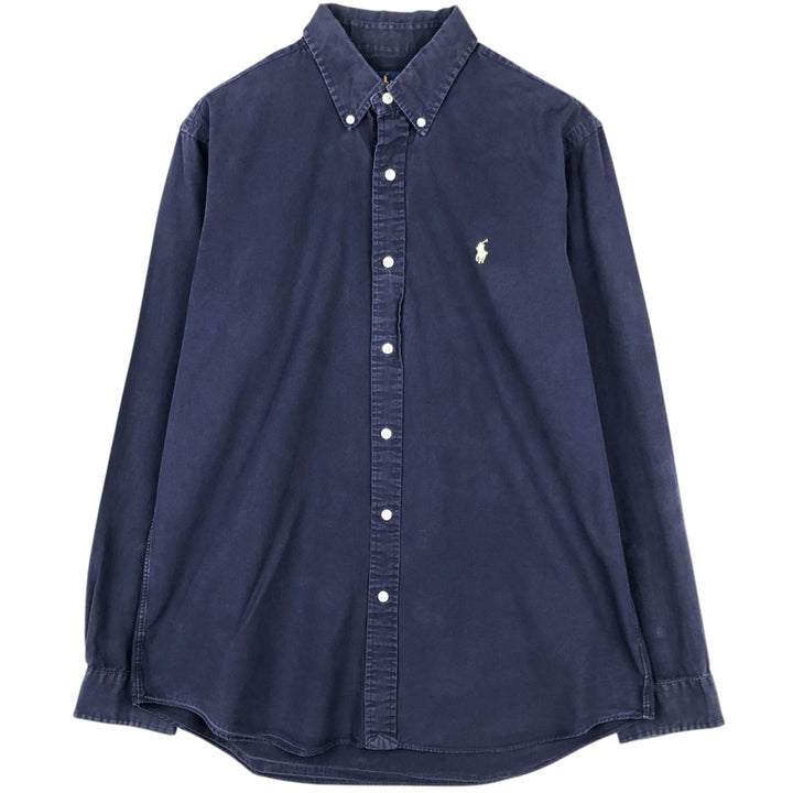 Ralph Lauren long sleeve button down shirt, men's size L cotton navy blue type Vintage Second Hand