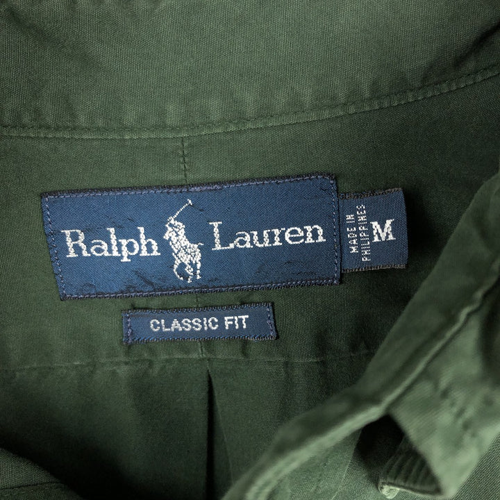 Ralph Lauren Classic Fit long sleeve button down shirt, men's size M cotton dark green Vintage Second Hand