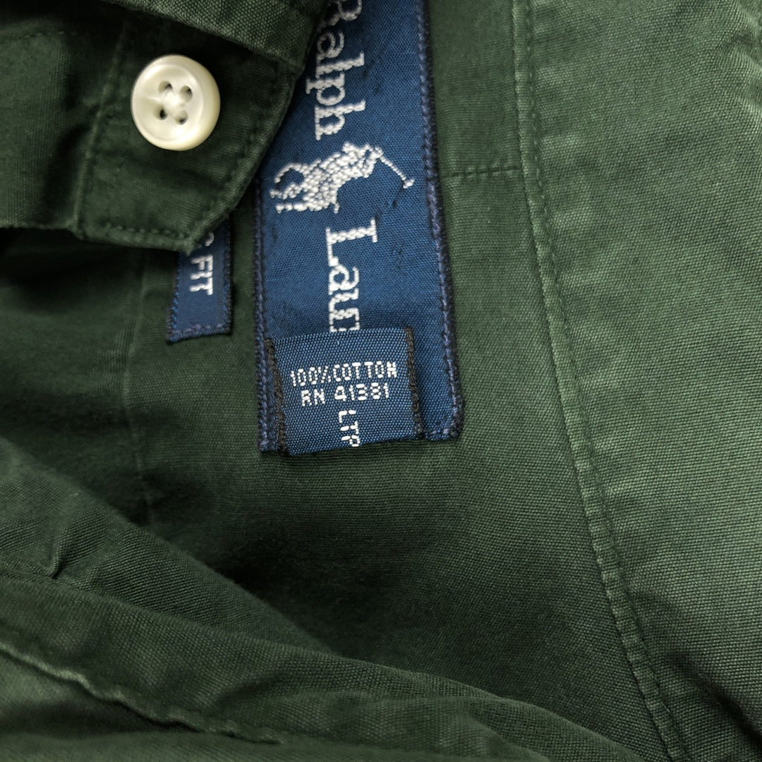 Ralph Lauren Classic Fit long sleeve button down shirt, men's size M cotton dark green Vintage Second Hand