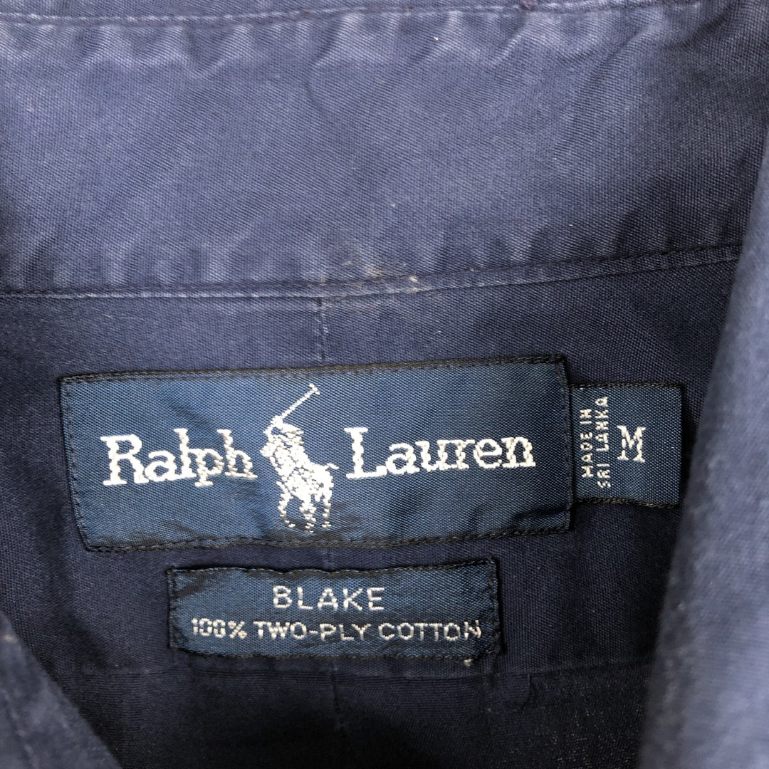 Ralph Lauren BLAKE long sleeve button down shirt, men's size M cotton navy blue type Vintage Second Hand